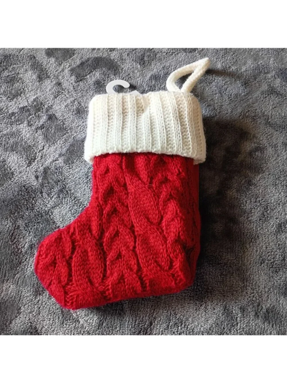Christmas Stocking Knit Red Mini Monogram Letter A